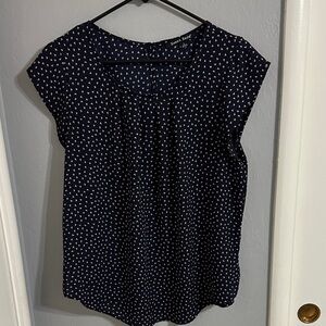 Sweet Rain Navy Blouse with Beige Triangle Pattern